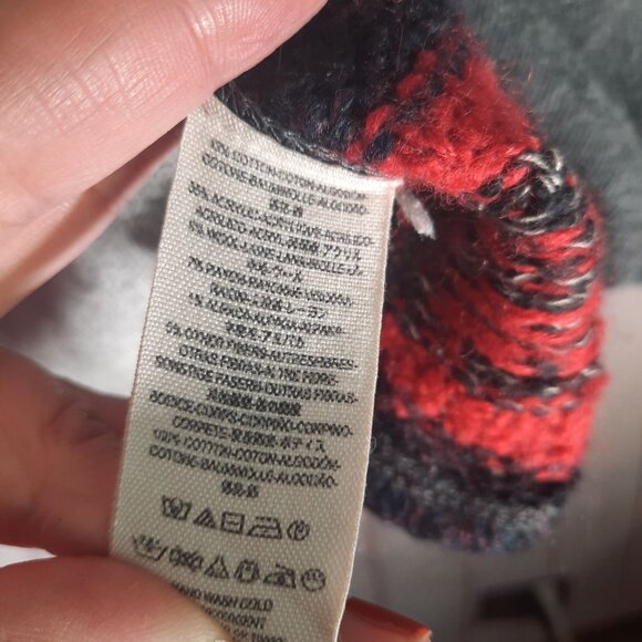 Free People Boho Gray Raw Hem Sweatshirt Red & Purple Thermal Womens - Picture 4 of 8